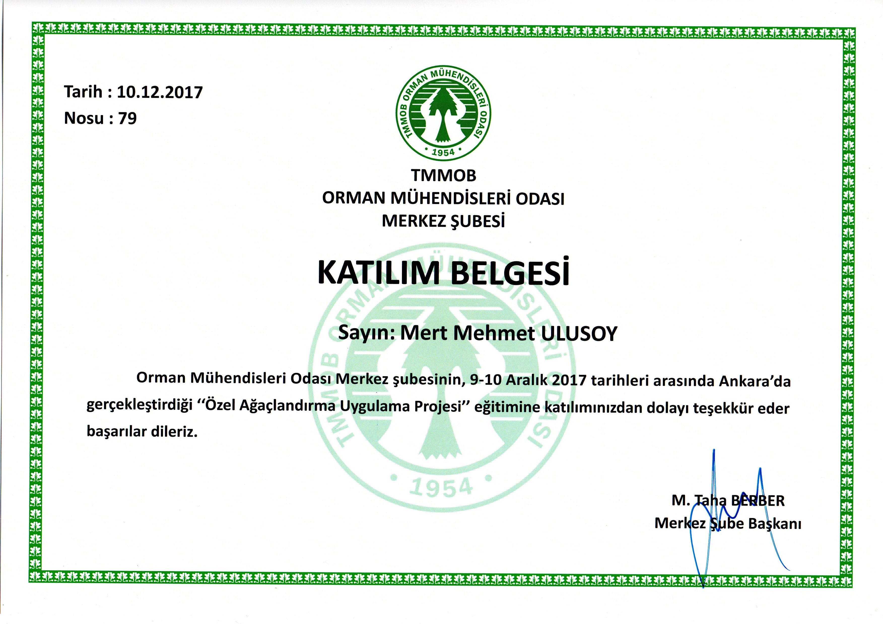 Özel Ağaçlandırma Uygulama Projesi